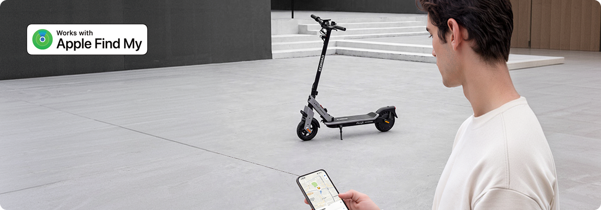 Rider locating an electric scooter with Apple Find My
