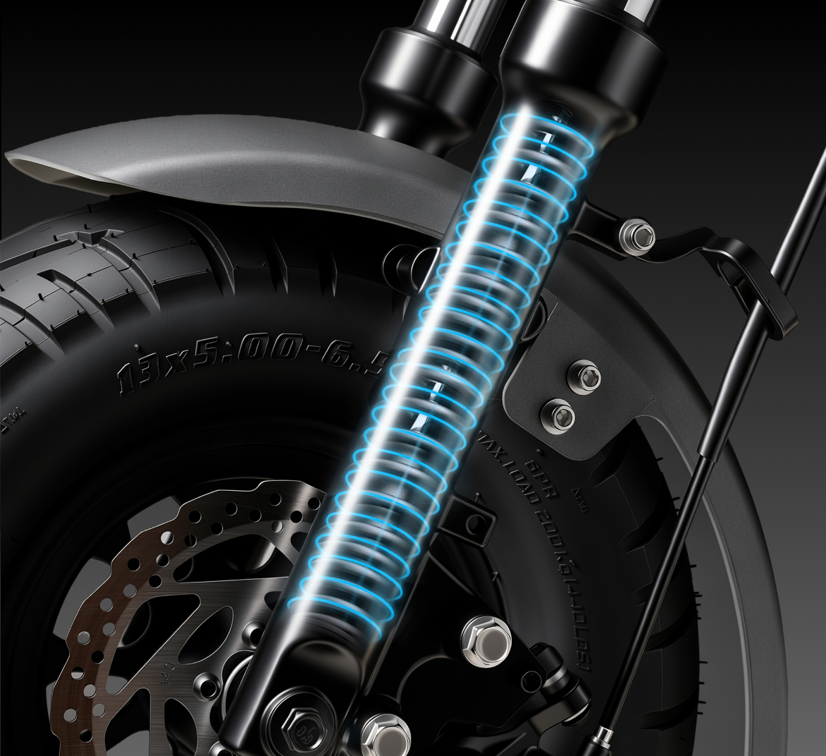 Left suspension close-up